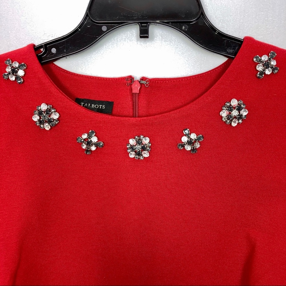 Talbots bejeweled neckline blouse top S